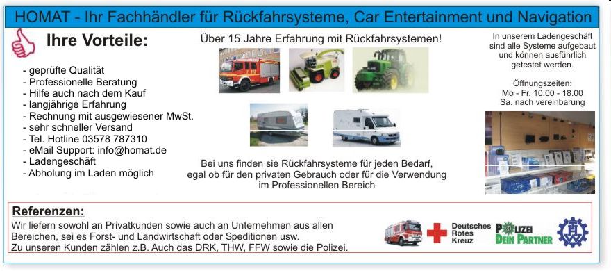 HOMAT - Ihr Fachh�ndler f�r R�ckfahrsysteme